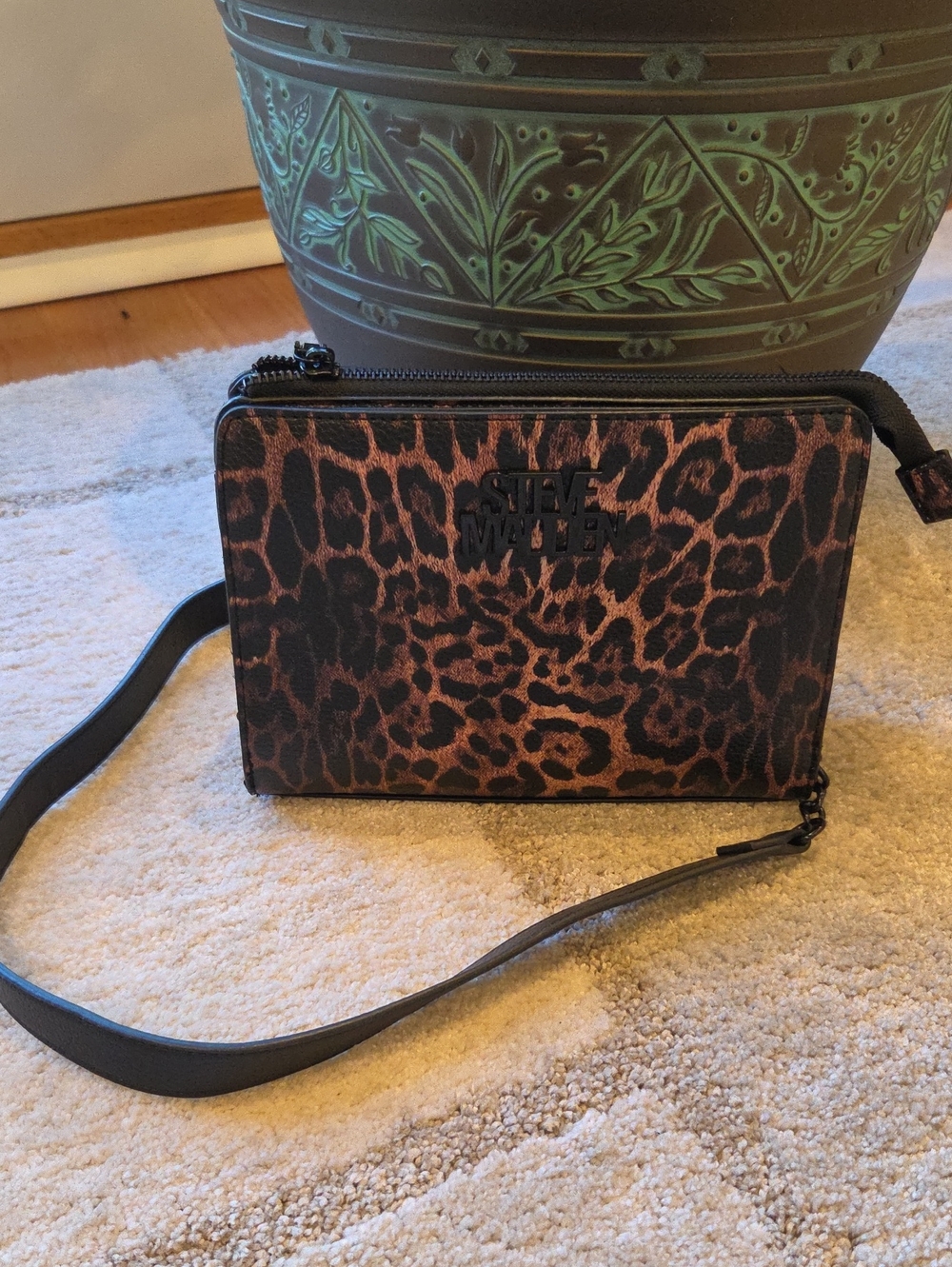 Steve Madden Leopard Print Crossbody Bag- Brown/Black